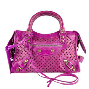 Balenciaga City Leather Shoulder Bag Violet Gold